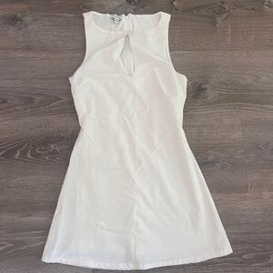 White Linen Keyhole Dress